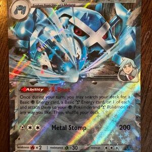 Pokemon Blue Silver Holographic Metagross EX Card